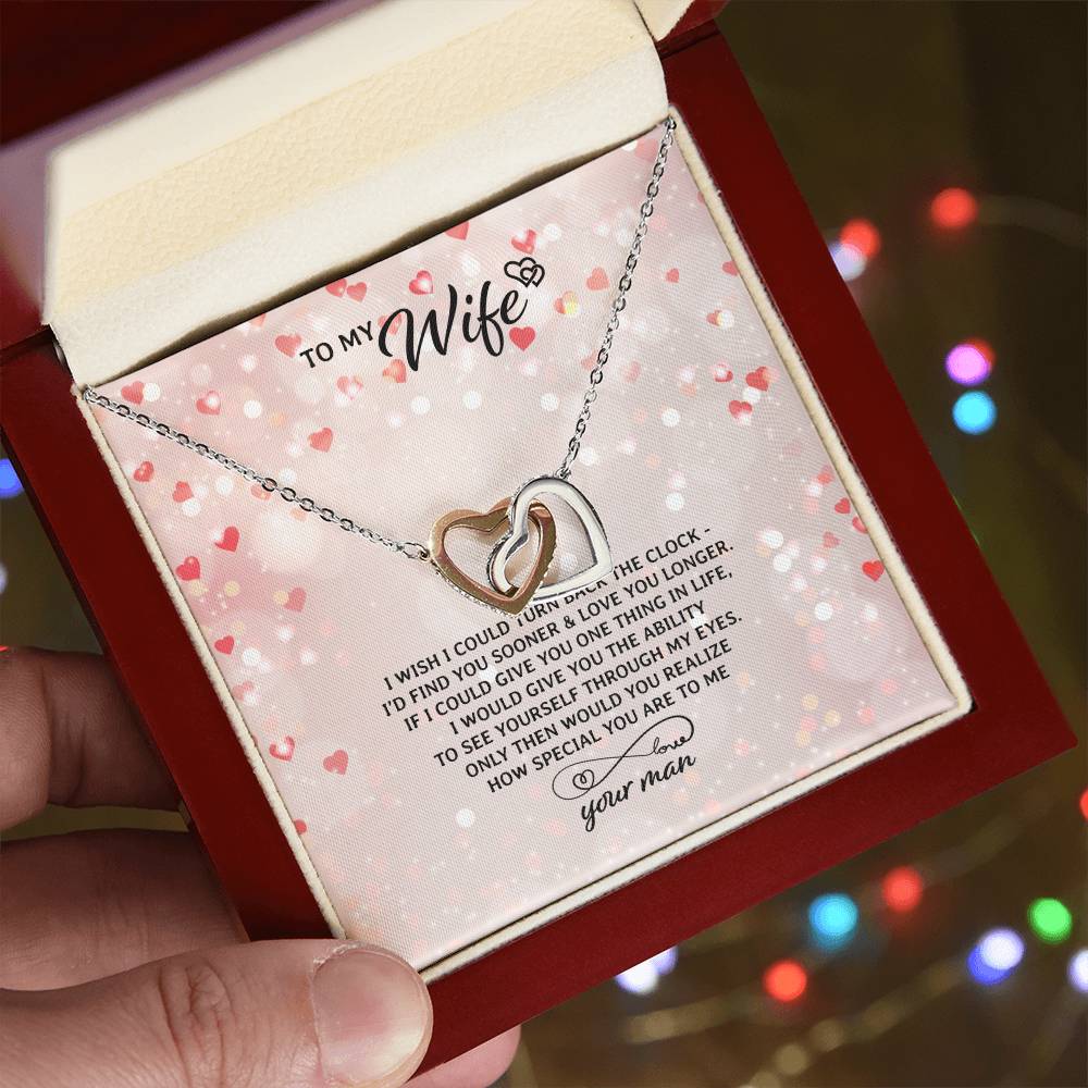 To My Wife Necklace Interlocking Hearts Necklace