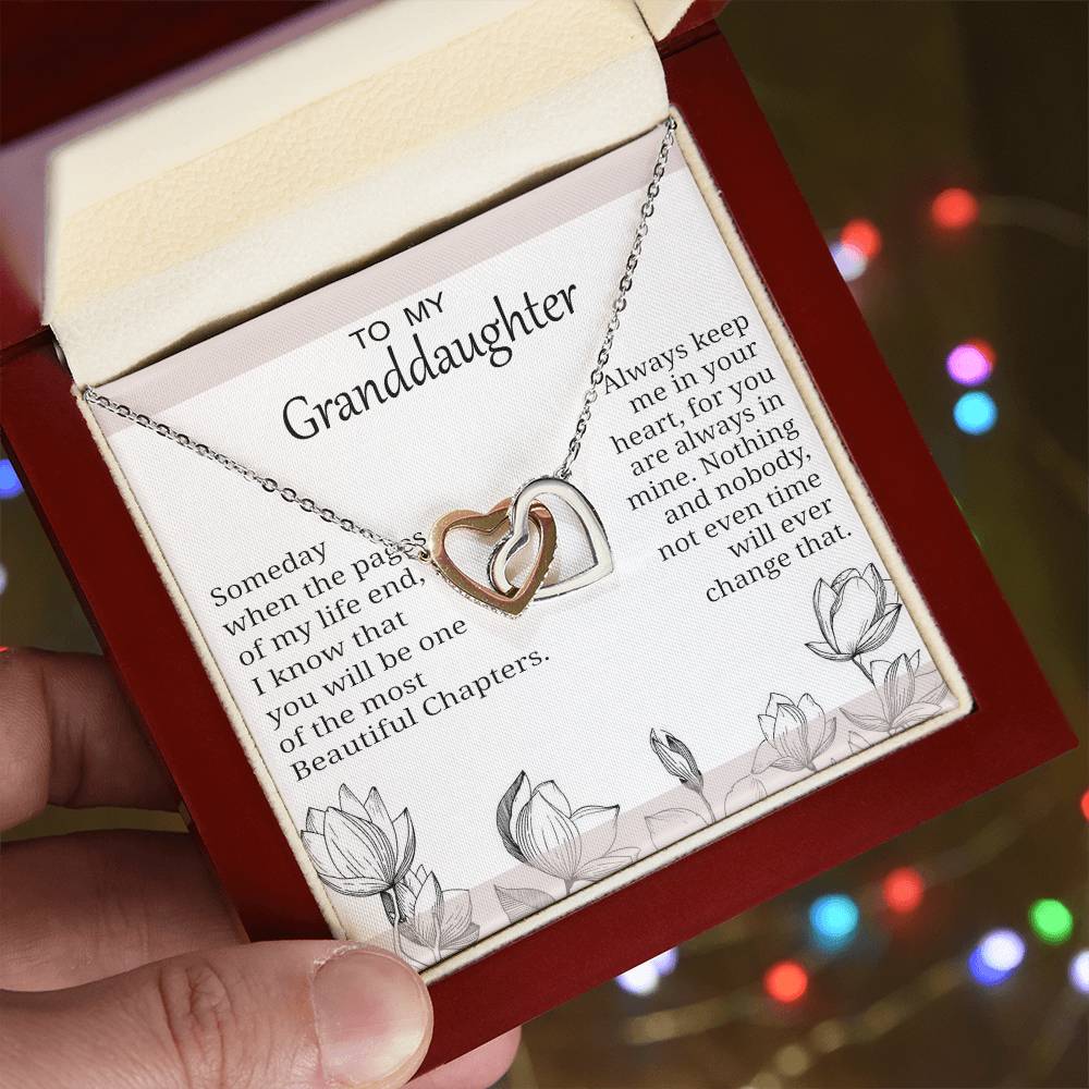 To My Granddaughter - Interlocking Heart Necklace Interlocking Hearts Necklace
