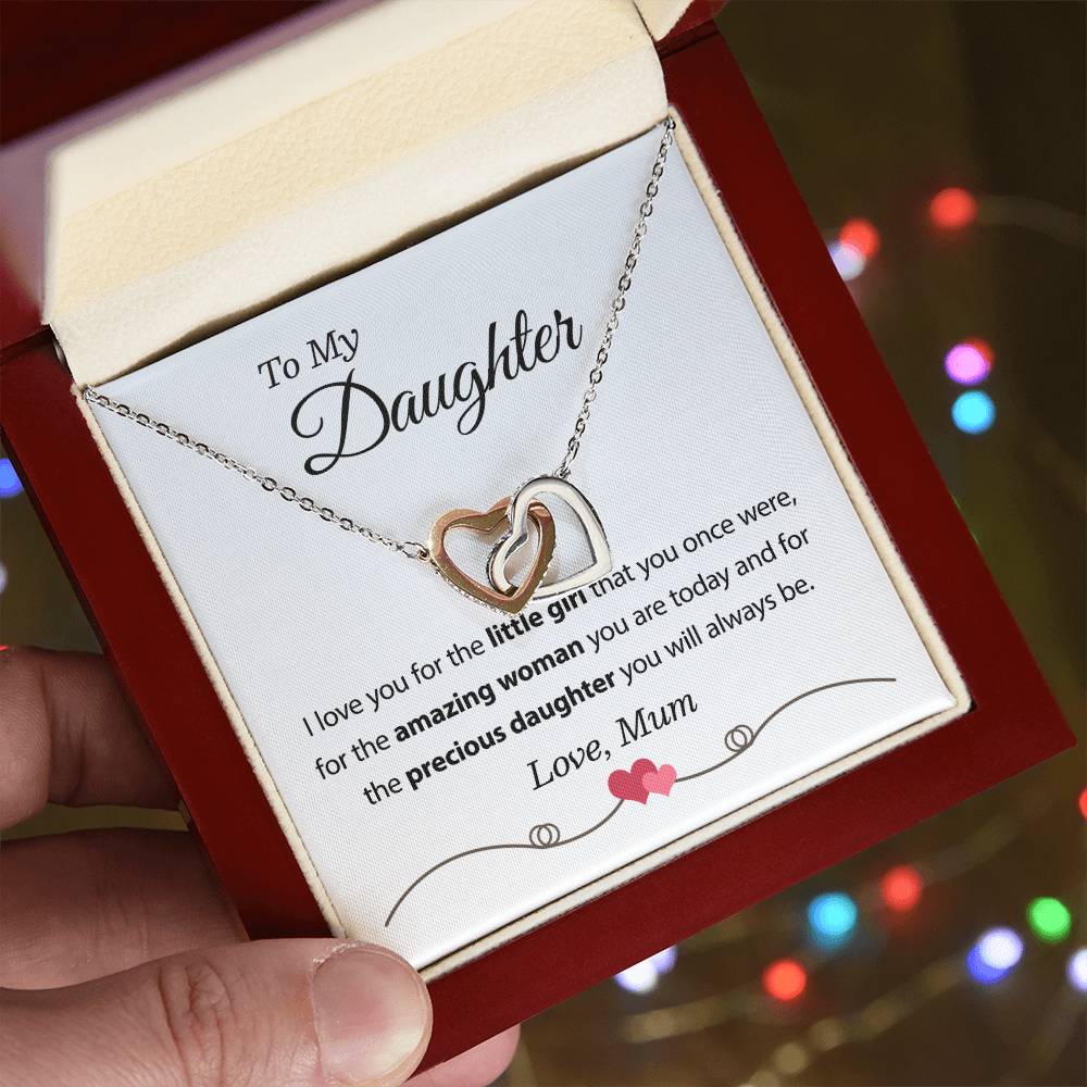 To My Daughter Necklace From Mum Interlocking Hearts Necklace
