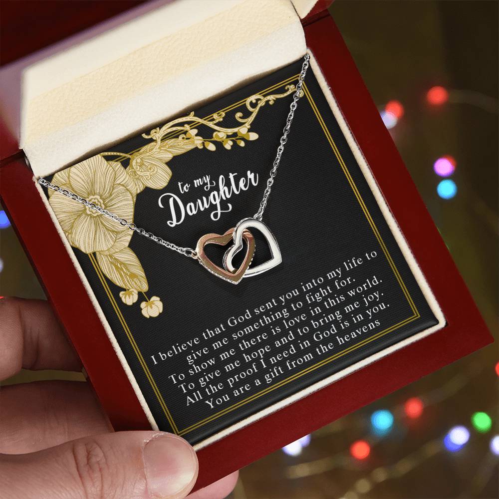 To My Daughter Interlocking Hearts Necklace