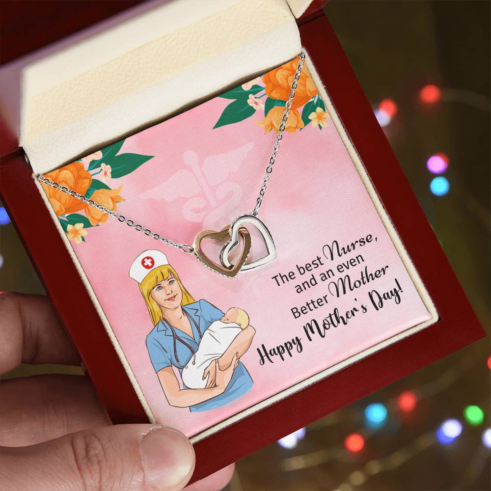 The Best Nurse And An Even Better Mother - Happy Mother'S Day - Necklace Interlocking Hearts Necklace
