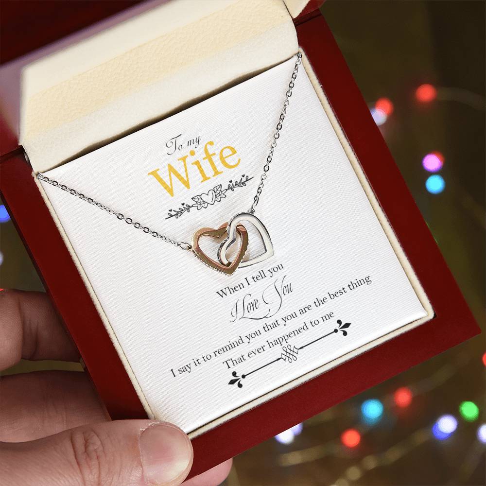 To My Wife - Love Card And Necklace Gbc Interlocking Hearts Necklace