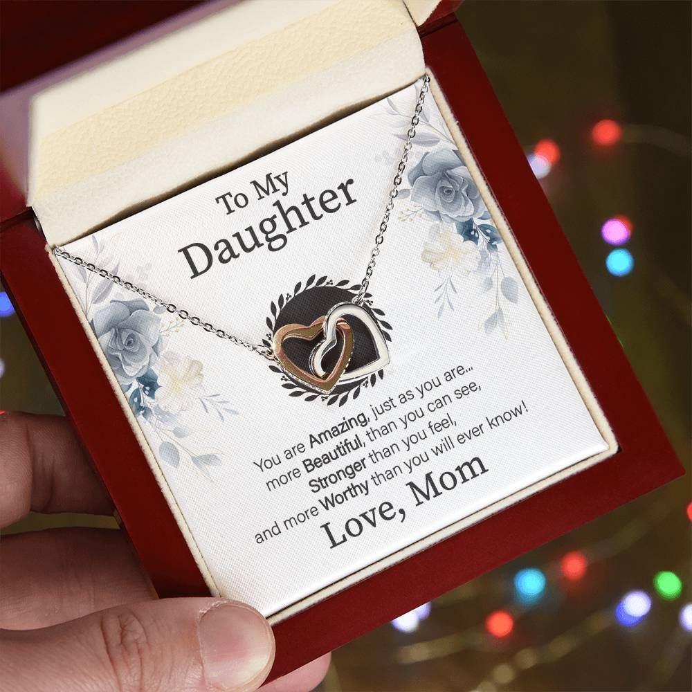 To My Daughter - You Are More Beautiful Than You See - Necklace Interlocking Hearts Necklace