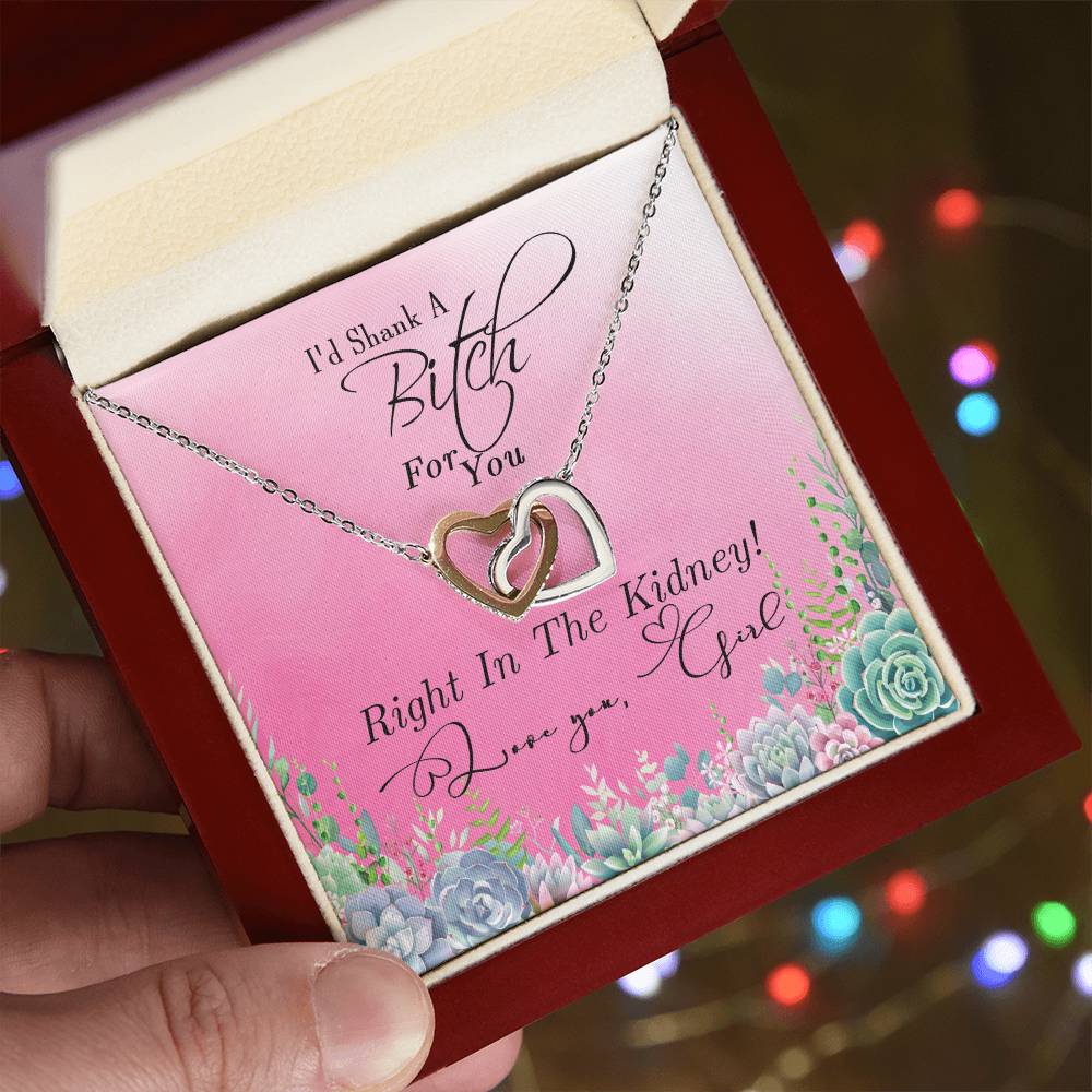 Interlocked Hearts Necklace Gift For Best Friendsister - Funny Message Card - Great Birthday Day Gift Interlocking Hearts Necklace