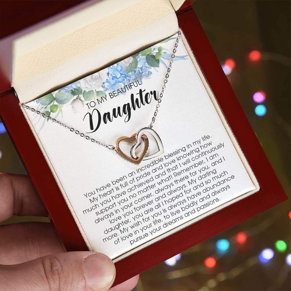 To My Beautiful Daughter Necklace Gift For Daughter From Mom Daughter Necklace Interlocking Hearts Necklace