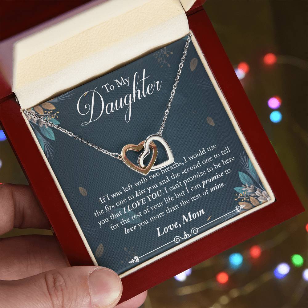 To My Daughter - I Promise To Love You For The Rest Of My Life Interlocking Hearts Necklace