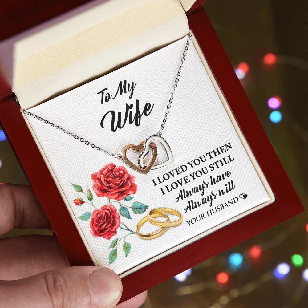 Perfect Gift For Wife! She Will Love It! Interlocking Hearts Necklace
