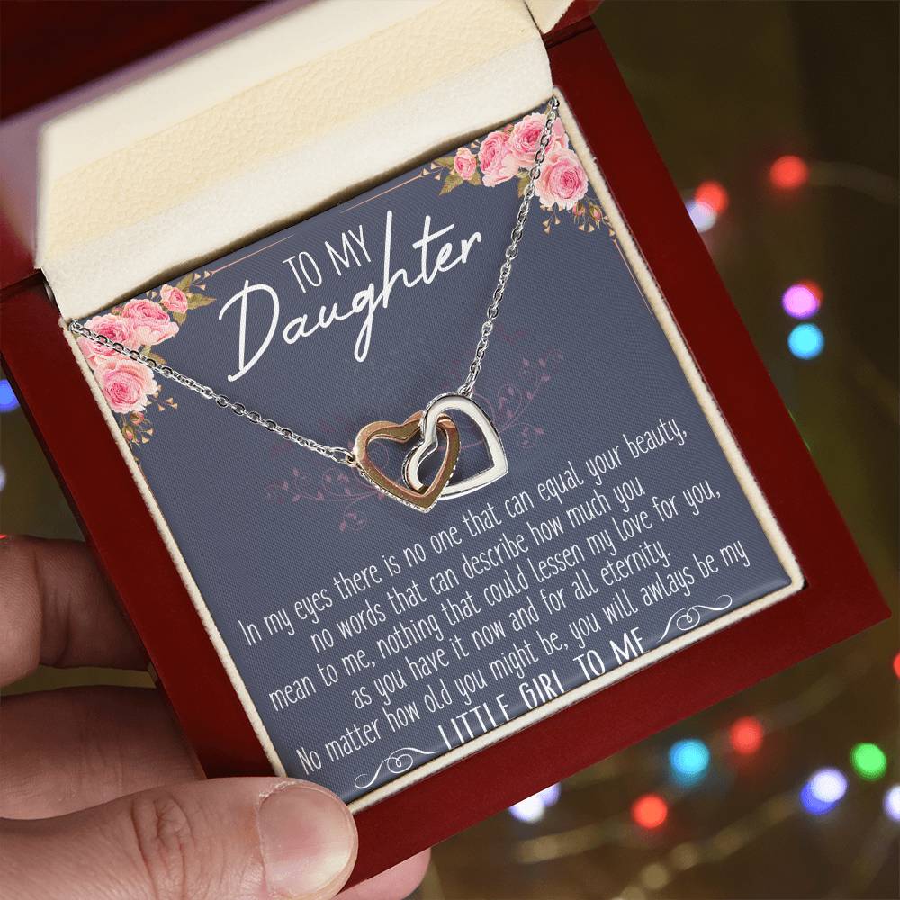 To My Daughter Interlocking Hearts Necklace Message Card