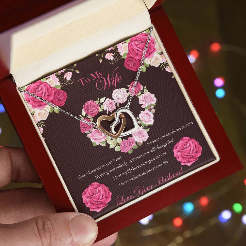 To My Wife Necklace Gift Set Interlocking Hearts Necklace