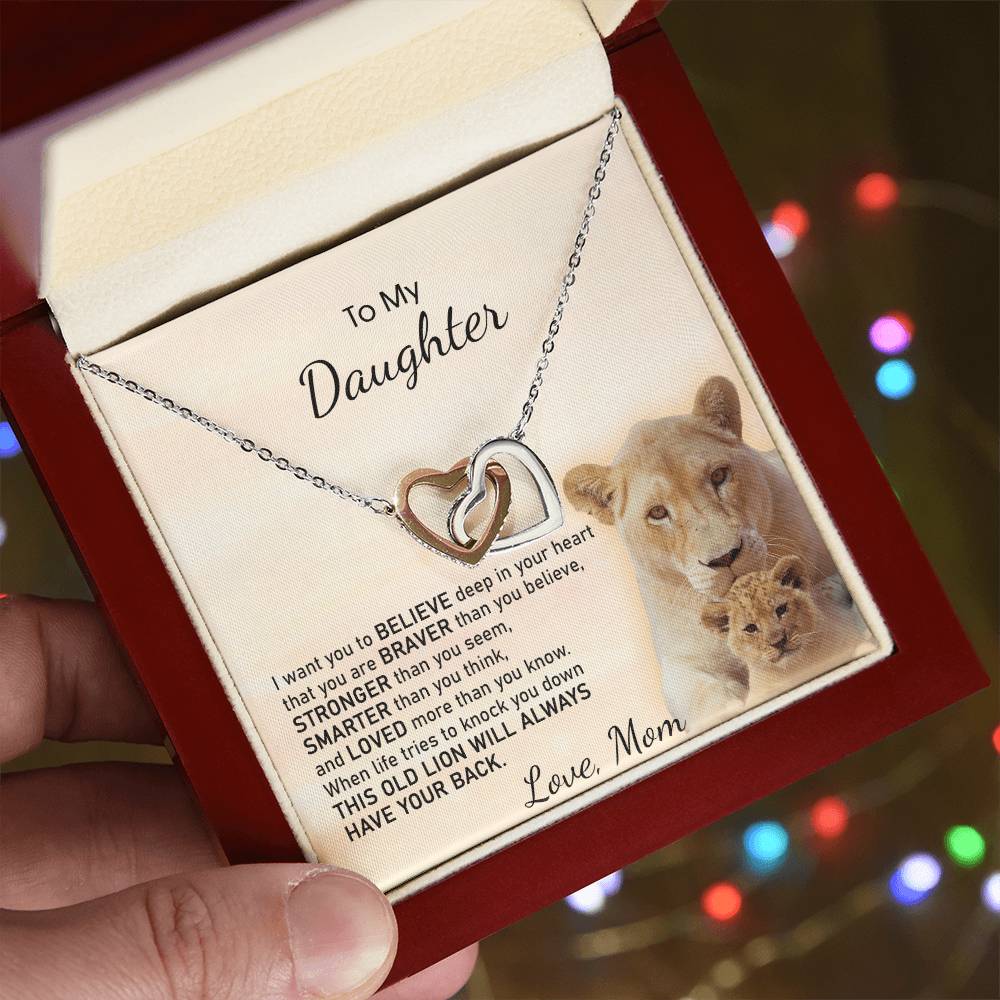 To My Daughter Necklace Gift From Mom On Birthday Graduation Daughter Grown Up Daughter Interlocking Hearts Necklace