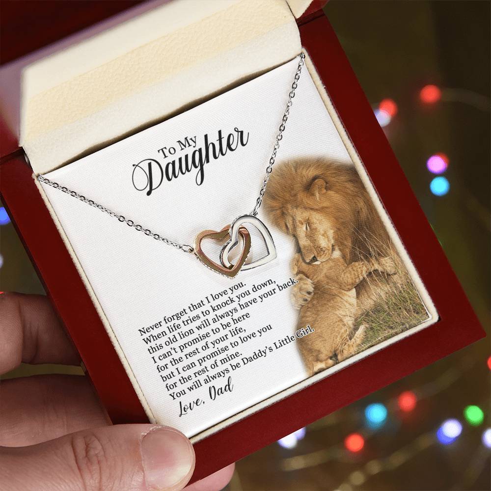 To My Daughter - You Will Always Be Daddy'S Little Girl Interlocking Hearts Necklace