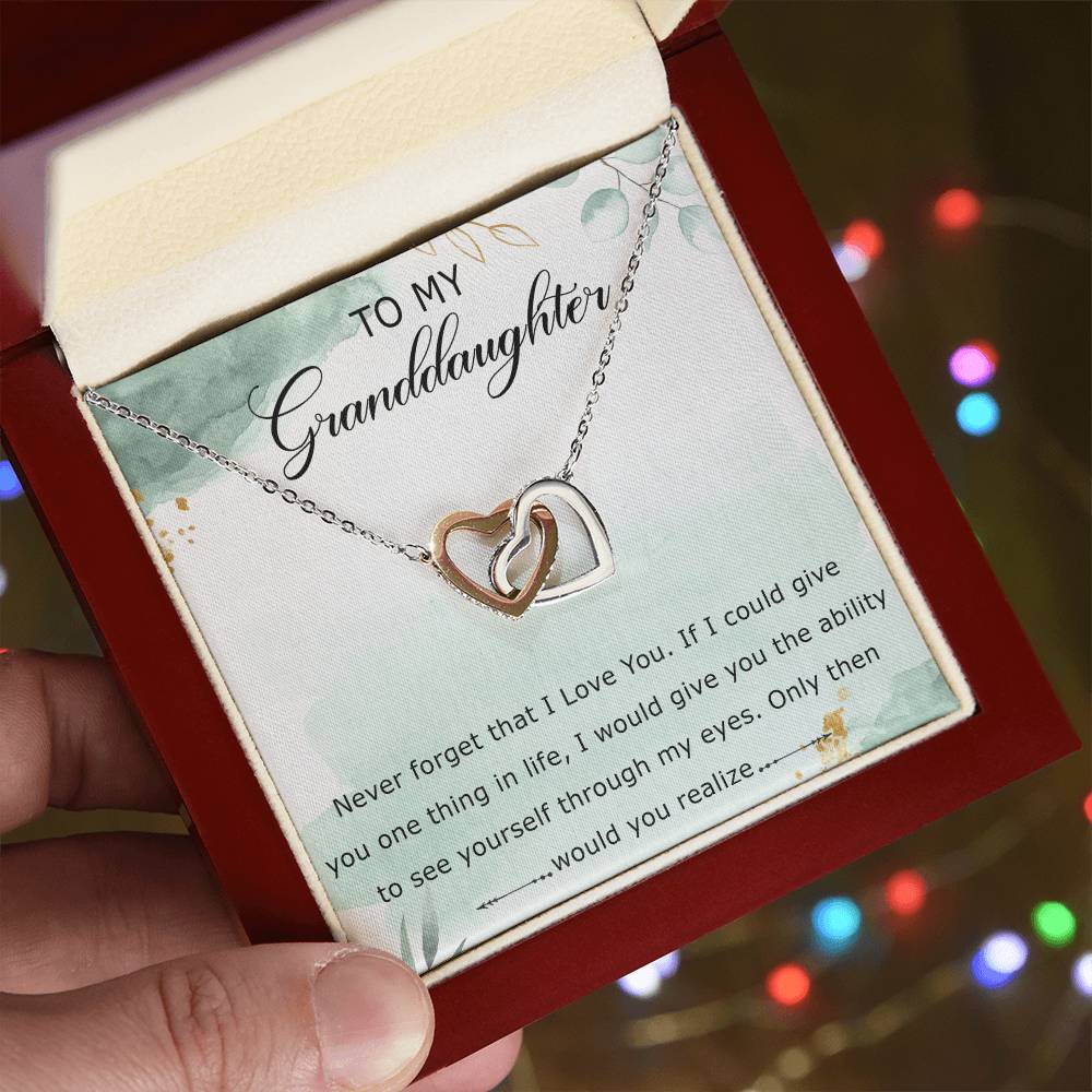 To My Granddaughter Interlocking Hearts Necklace Message Card