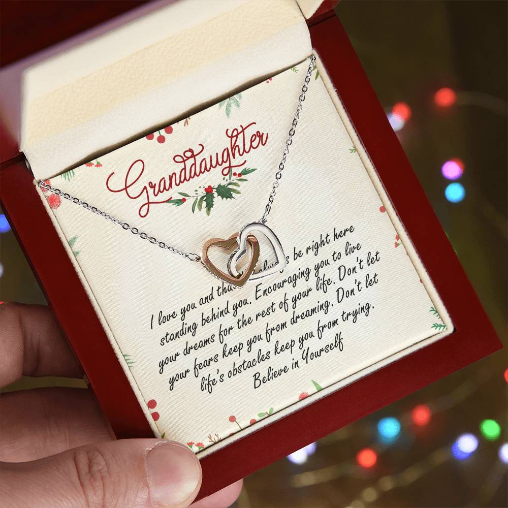Granddaughter Interlocking Hearts Necklace Message Card