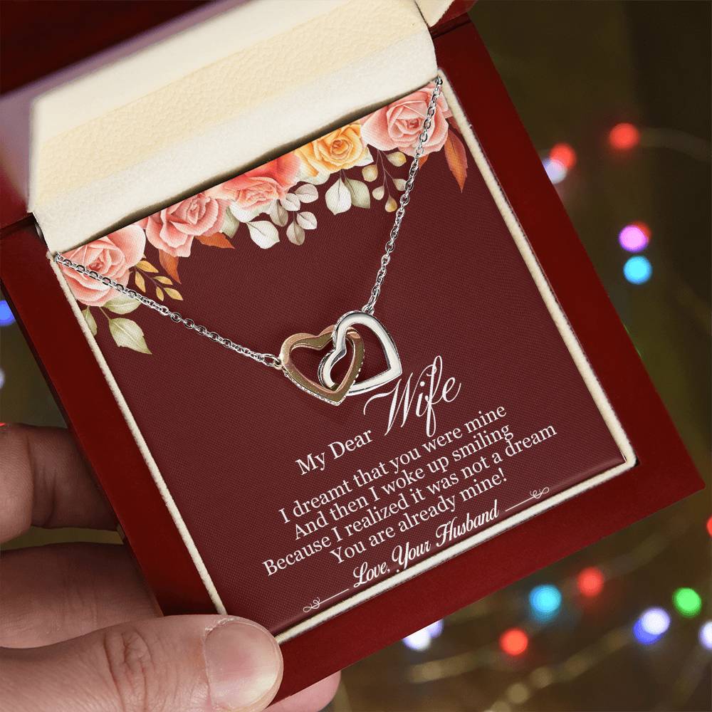 My Dear Wife Interlocking Hearts Necklace Message Card