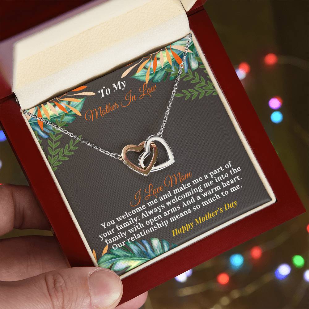 To My Loving Mother In Law-Happy Mother'S Day Interlocking Hearts Necklace