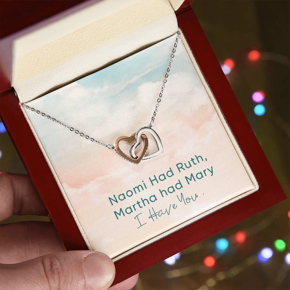 Unbiological Sister Necklace Naomi And Ruth Best Friend Gift Jewelry Interlocking Hearts Necklace