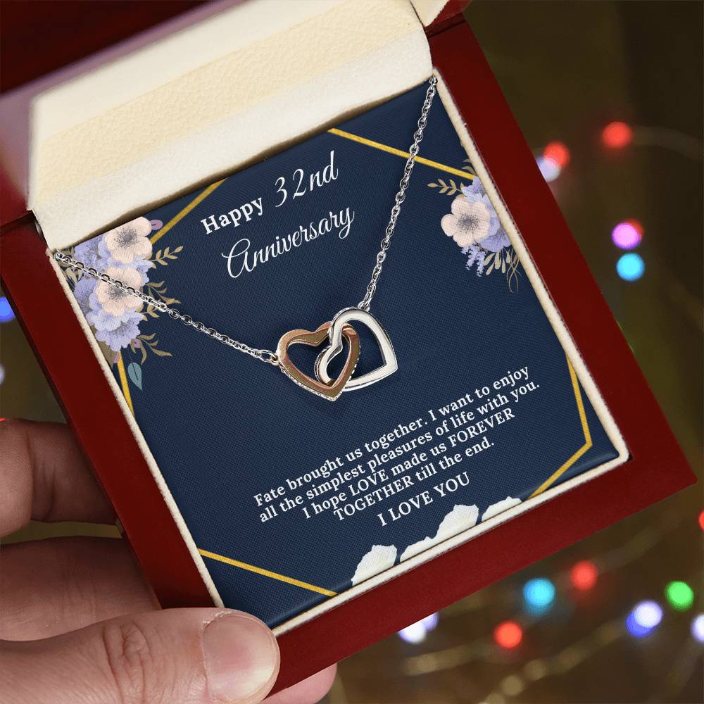 32 Year Anniversary Gift For Wife 32 Years Together For 32Nd Anniversary Anniversary Gift For Anniversary For Her Two Hearts Necklace Interlocking Hearts Necklace