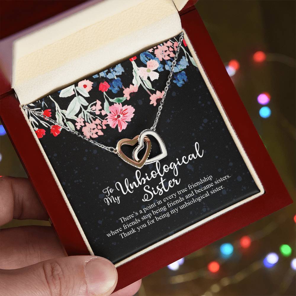 To My Unbiological Sister Interlocking Hearts Necklace