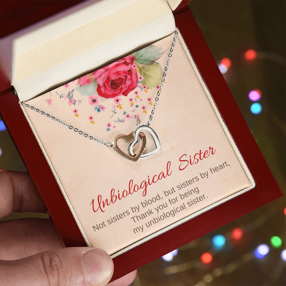 Unbiological Sister Interlocking Hearts Necklace