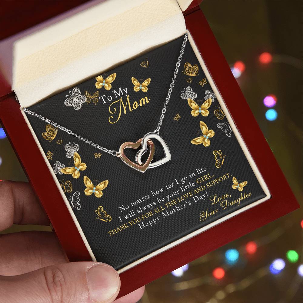 To My Daughter Giraffe Necklace-Message Card Jewelry-Mom To Daughter Gift-Meaningful Necklace-Mother Daughter-Birthday Gift For Daughter Interlocking Hearts Necklace