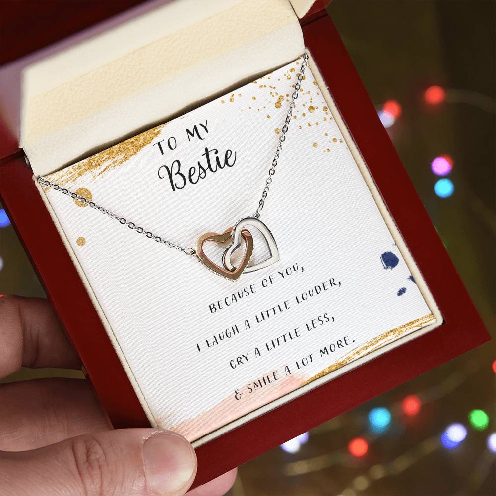 To My Bestie No Matter What We Do Interlocking Hearts Necklace