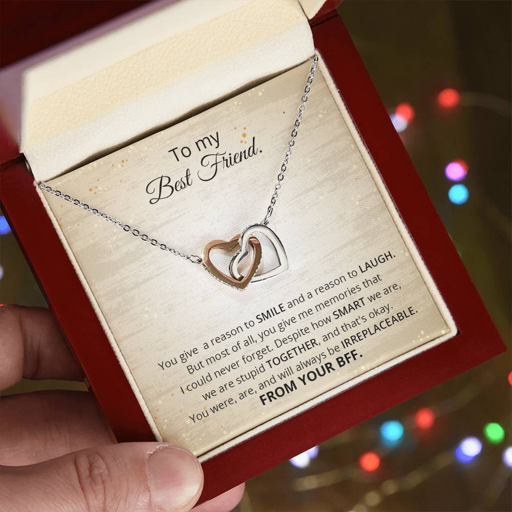 Best Friend - Reason To Smile Necklace Interlocking Hearts Necklace