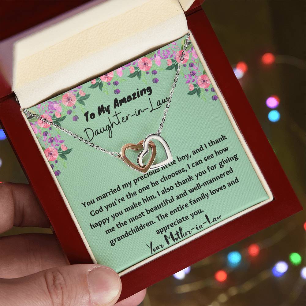 To My Amazing Daughter-In-Law Necklace - $10 Off Interlocking Hearts Necklace