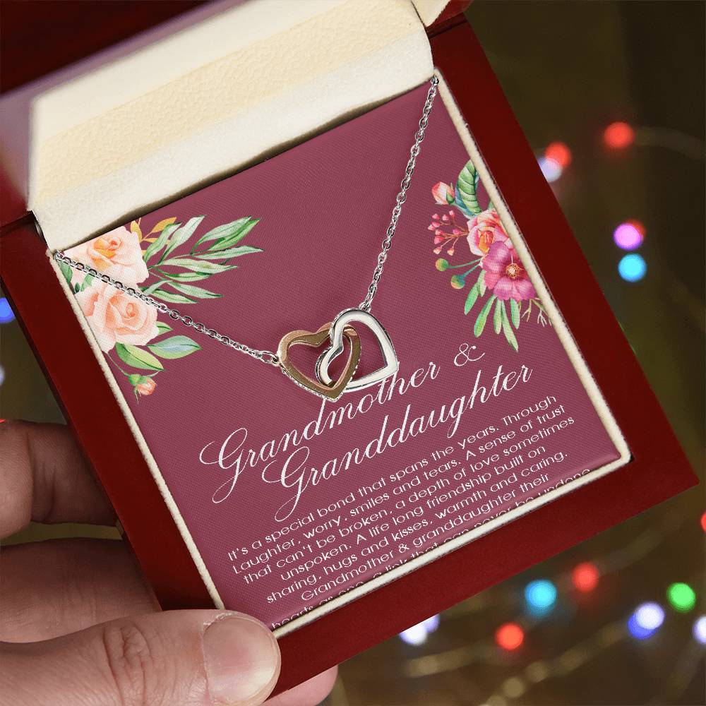 Grandmother & Granddaughter Necklace Grandma Gift Granddaughter Gift Nana Grandma Jewelry For Family Birthday Gift Christmas Gift Interlocking Hearts Necklace