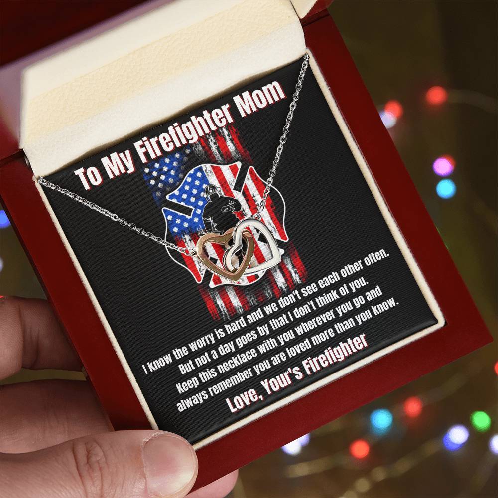 To My Firefighter Mom Necklace Interlocking Hearts Necklace