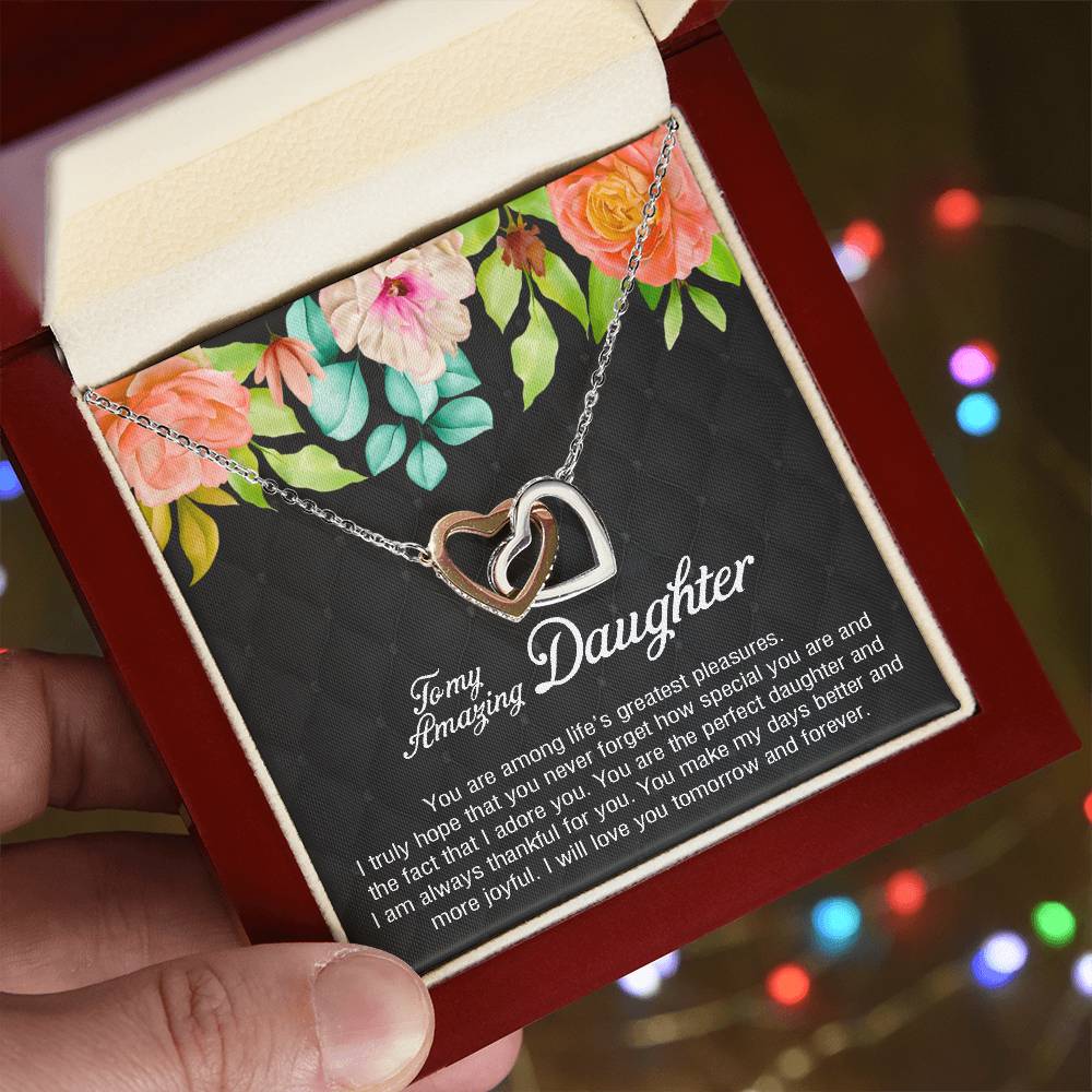 To My Amazing Daughter You Are Special And Adored Interlocking Hearts Necklace