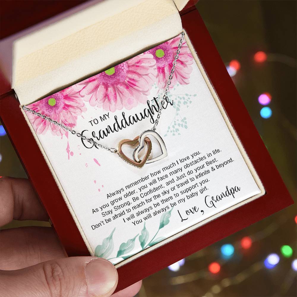 To My Granddaughter From Grandpa - You Will Always Be My Baby Girl Interlocking Hearts Necklace