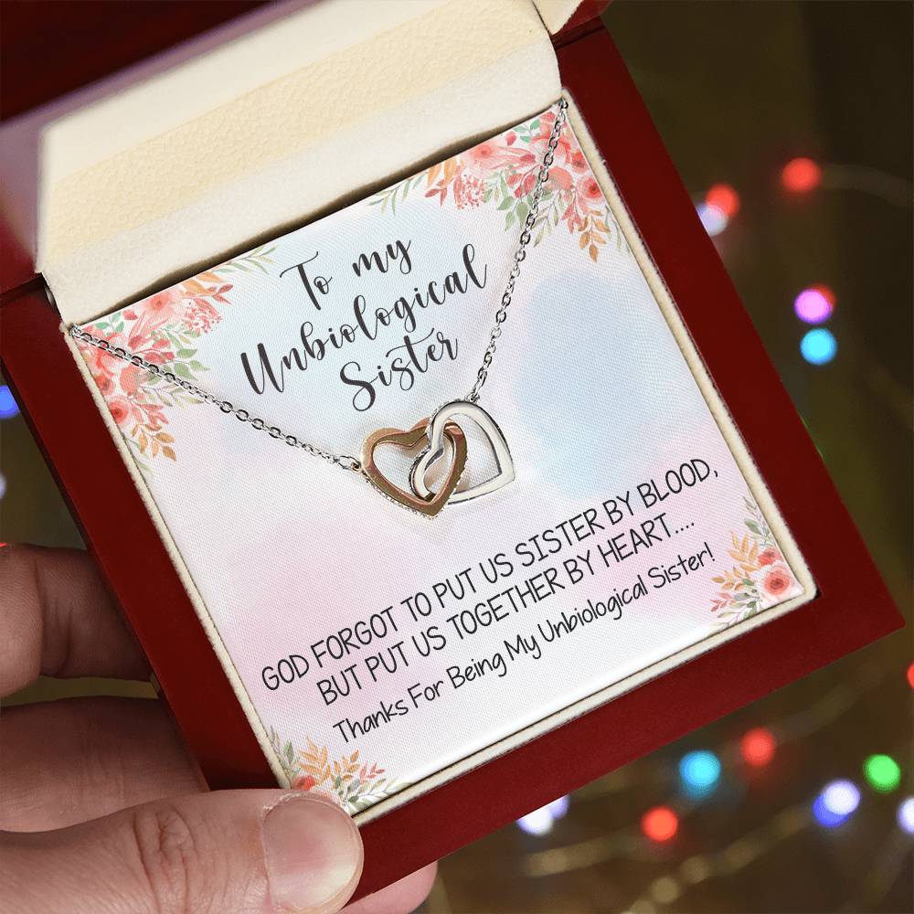 Unbiological Sister Necklace Soul Sister Best Friend Gift Bff Gift Interlocking Hearts Necklace