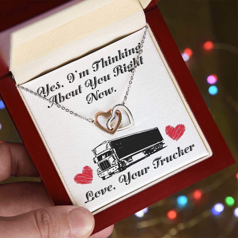 Trucker'S Girlfriend- Interlocking Heart Necklace Interlocking Hearts Necklace