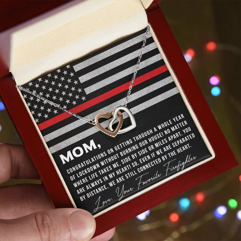 To My Mom From Favorite Firefighter - Necklace Interlocking Hearts Necklace