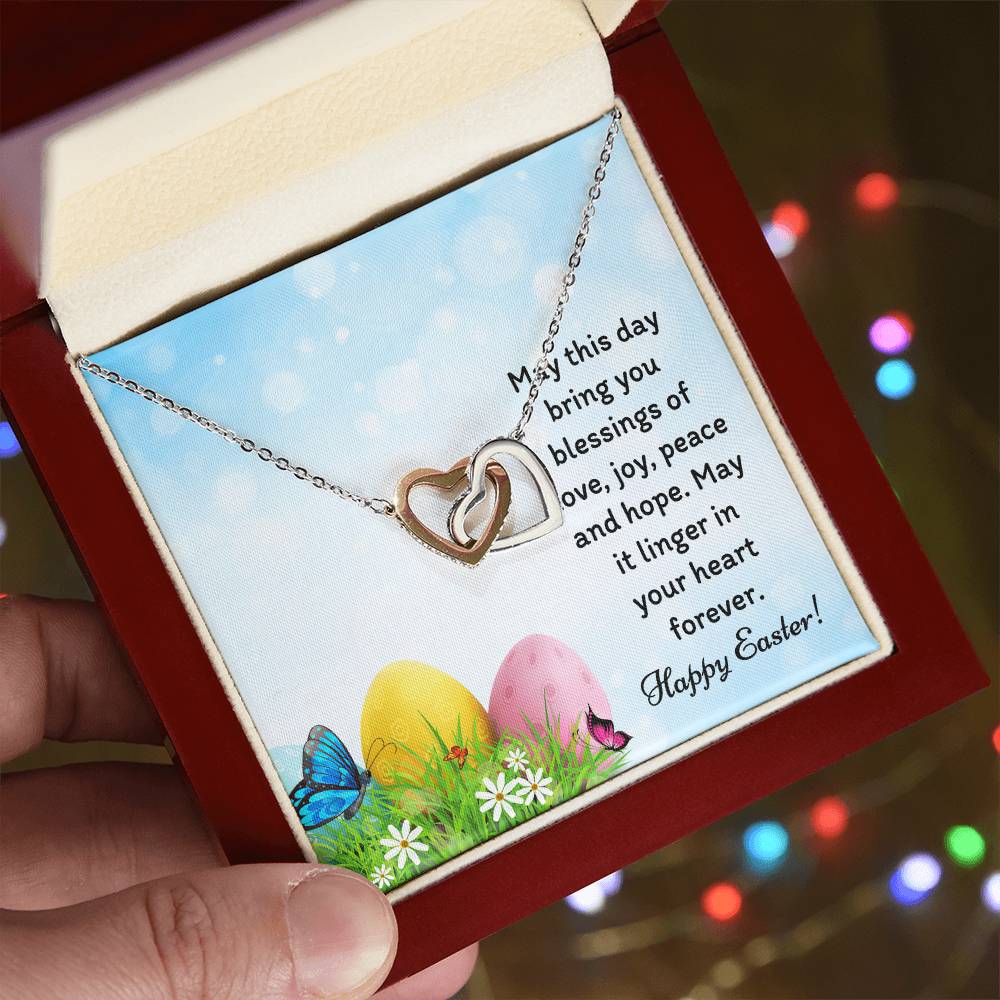 Happy Easter Gifts Interlocking Hearts Necklace
