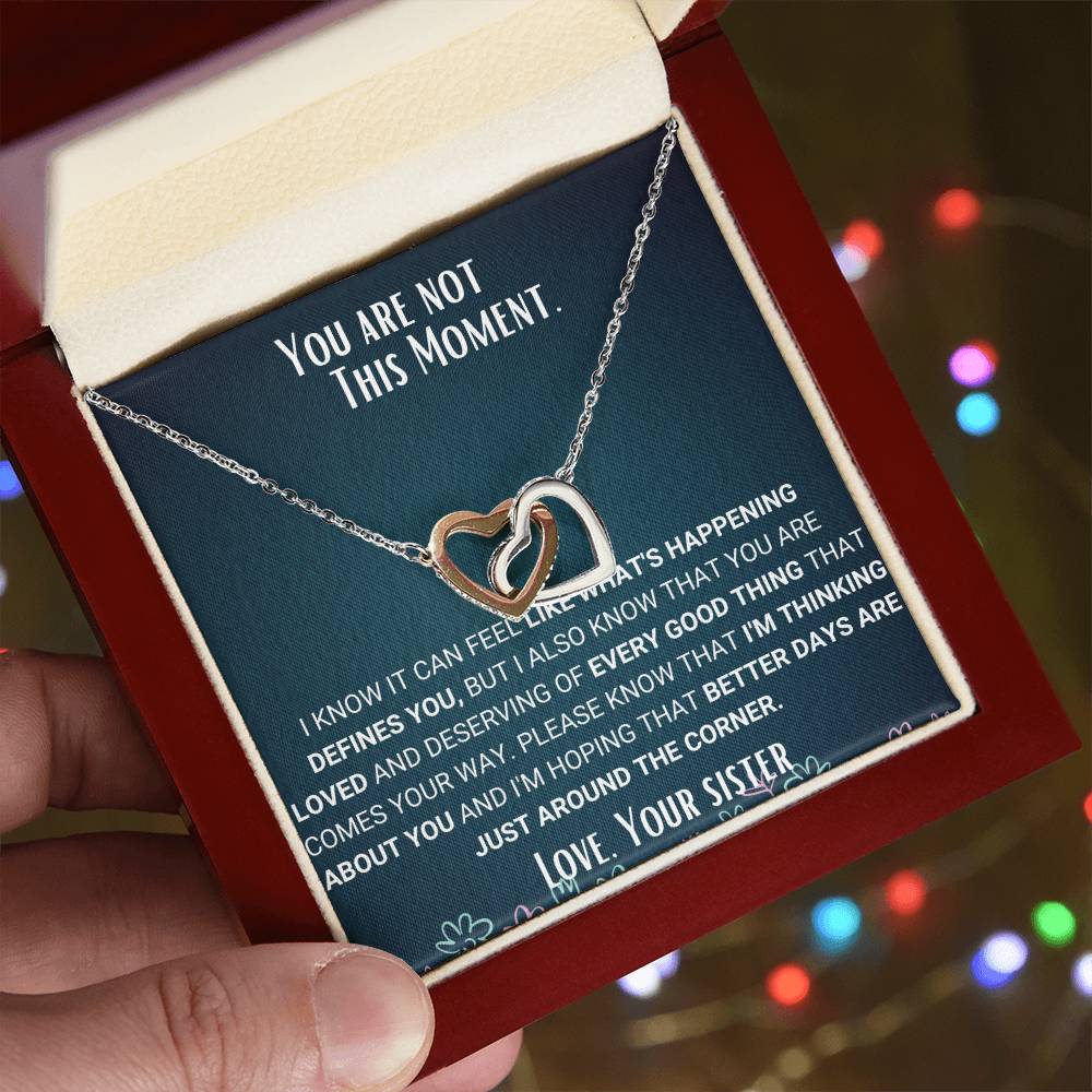 Interlocked Necklace Sympathy Jewelry Sister To Sister Gift Interlocking Hearts Necklace