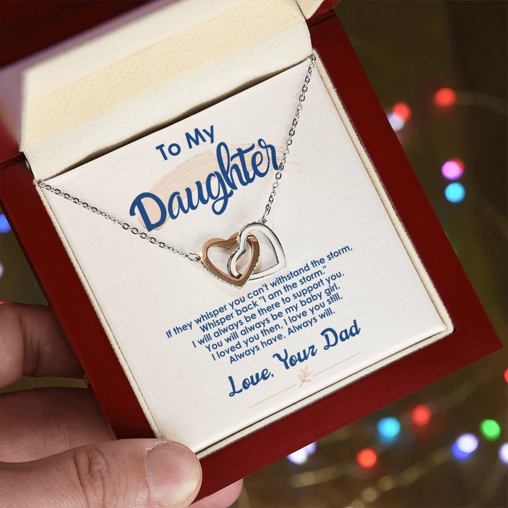 To My Daughter - Always There To Support You - Interlocking Hearts Necklace