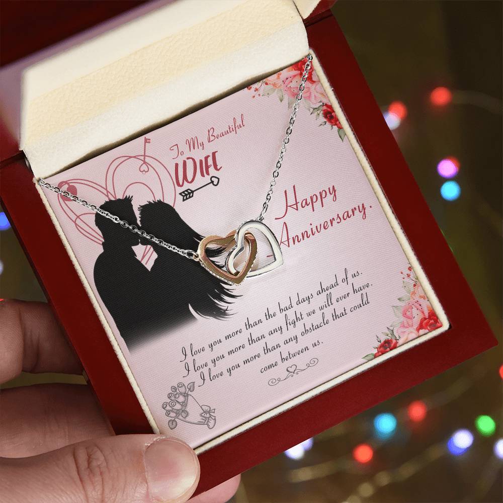 Happy Anniversary Interlocking Hearts Necklace