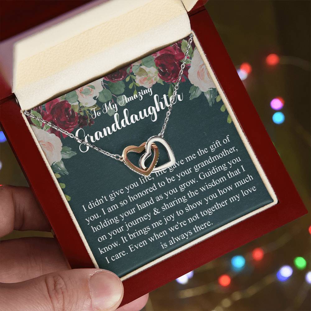 To My Granddaughter Gift From Grandmother Grandma And Granddaughter Necklace Granddaughter Birthday Gift Interlocking Hearts Necklace