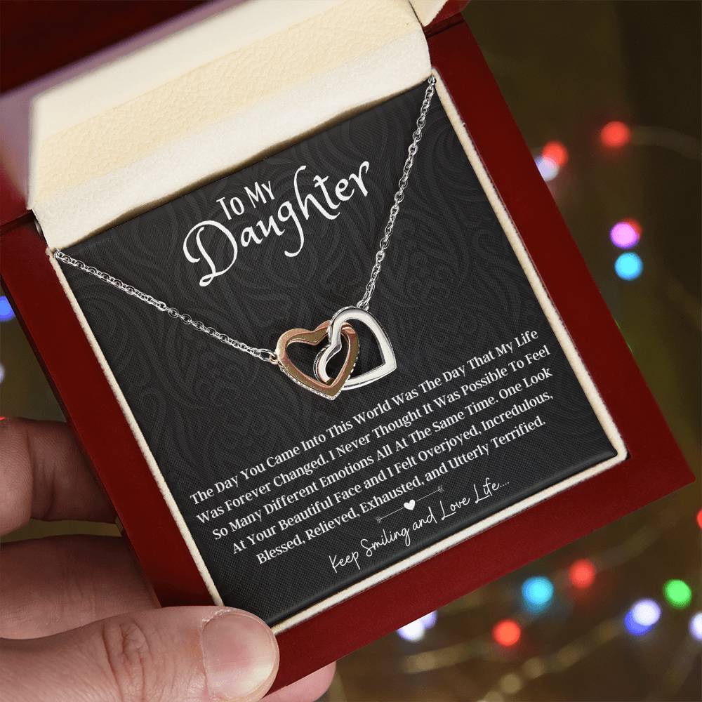 To My Beautiful Daughter Interlocking Hearts Necklace