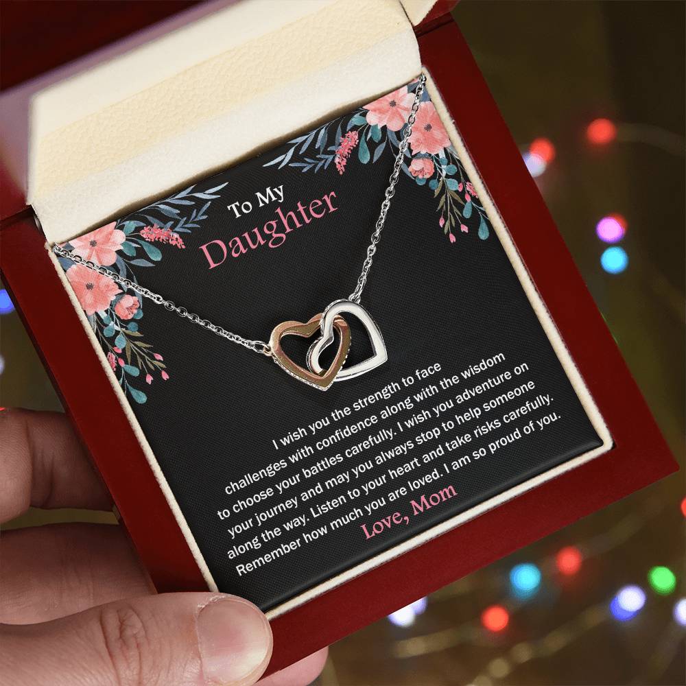 To My Daughter - Remember How Much You Are Loved - Necklace Interlocking Hearts Necklace