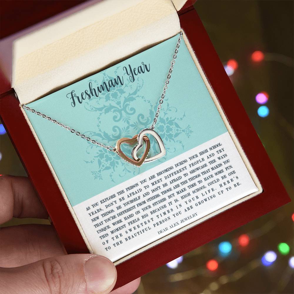 Freshman Year Uniquely You Necklace Interlocking Hearts Necklace