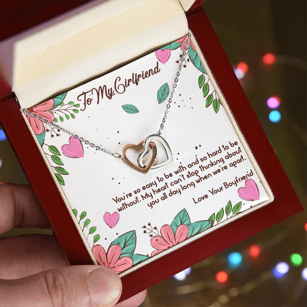 To My Girlfriend - When We'Re Apart Interlocking Hearts Necklace