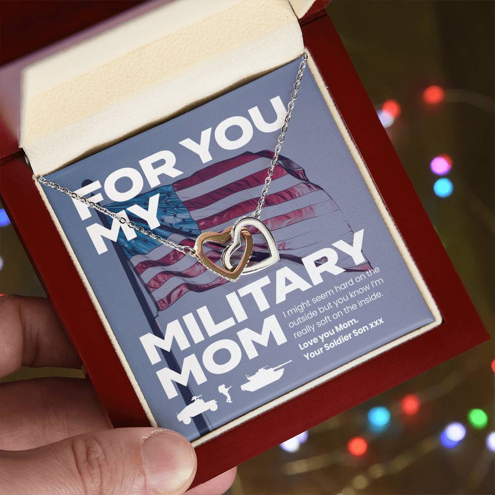 Soldier Son To Mom Double Heart Necklace Made In 🇺🇸 Interlocking Hearts Necklace