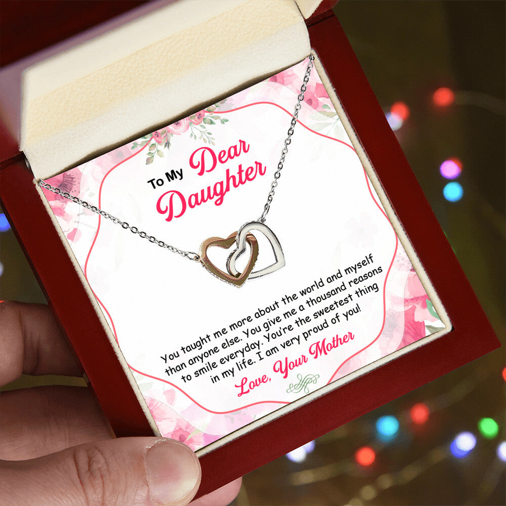 To My Dear Daughter Gift From Mother Interlocking Hearts Necklace