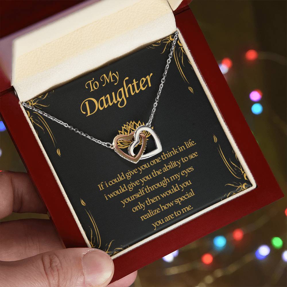 To My Daughter - Two Hearts Interlocking Hearts Necklace