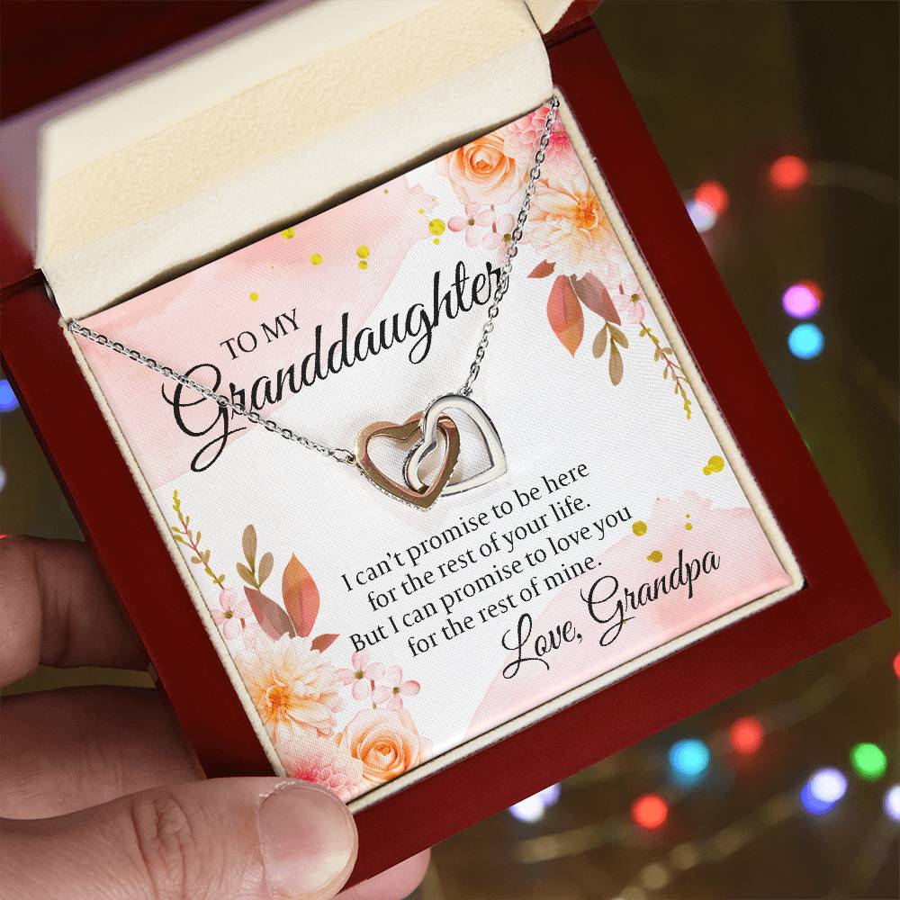 To My Granddaughter From Grandpa - I Can'T Promise To Be Here Interlocking Hearts Necklace