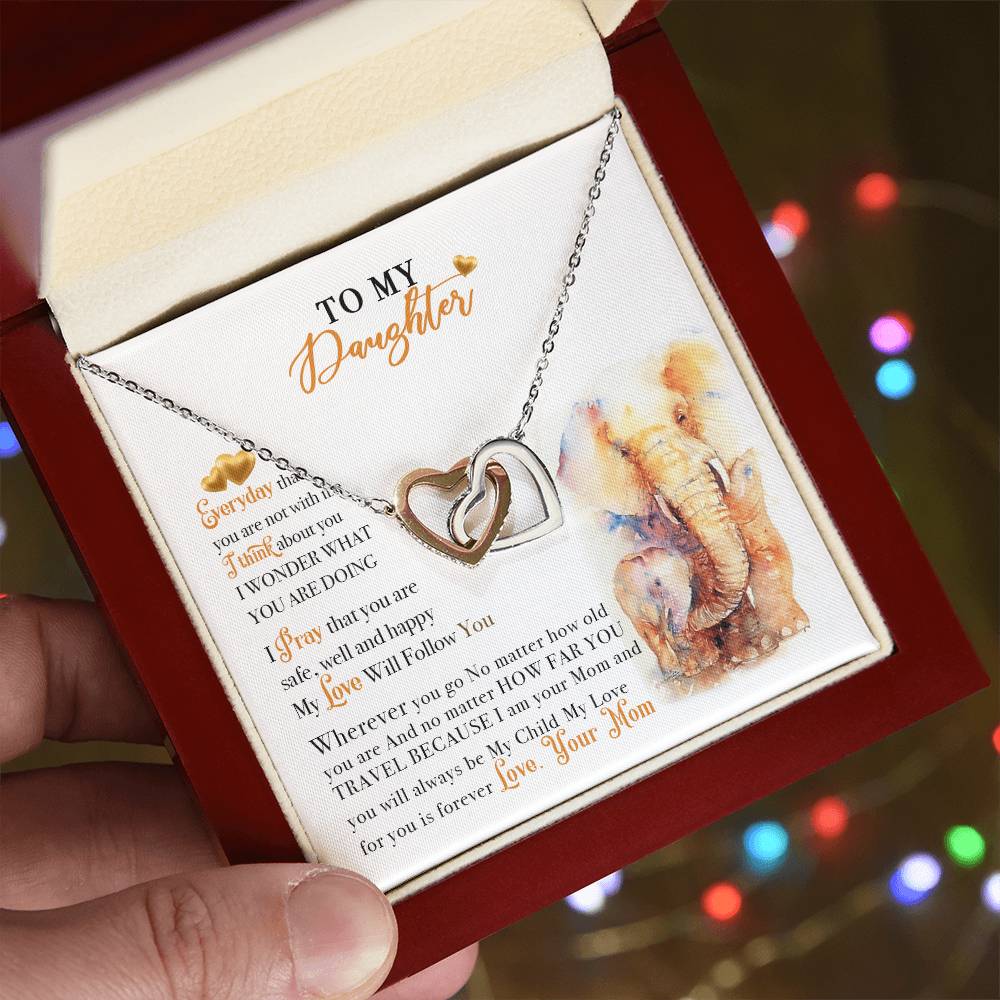To My Daughter Necklace From Elephant Dad Interlocking Hearts Necklace