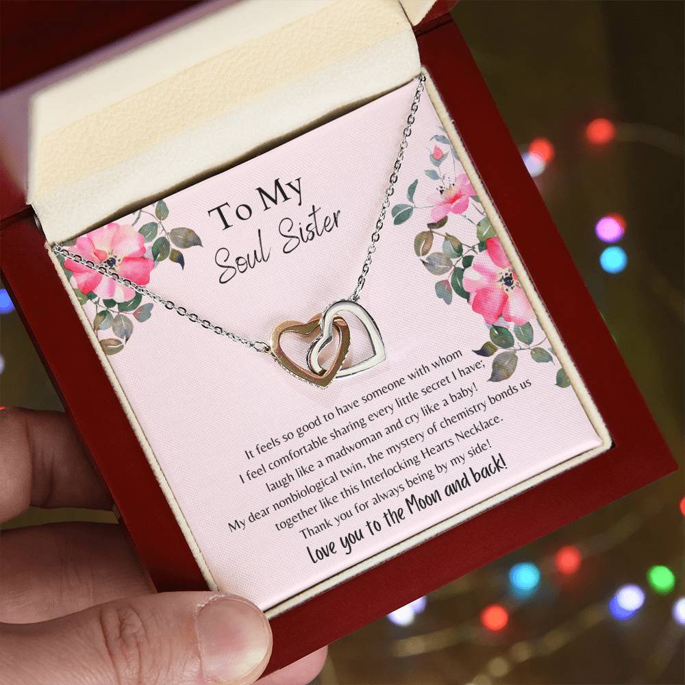 To My Soul Sister Interlocking Hearts Necklace