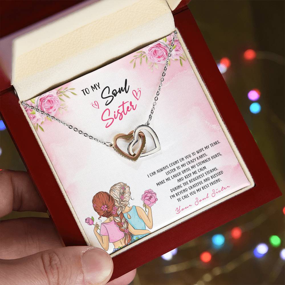 To My Soul Sister Necklace Interlocking Hearts Necklace